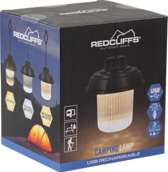 Actual product image Redcliffs Latarka Lampa Camping USB 3 Rodzaje światła Czarny