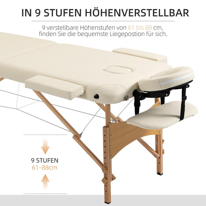 Image du produit Homcom Massagetisch Buchenholz, Kunstleder Cremeweiss