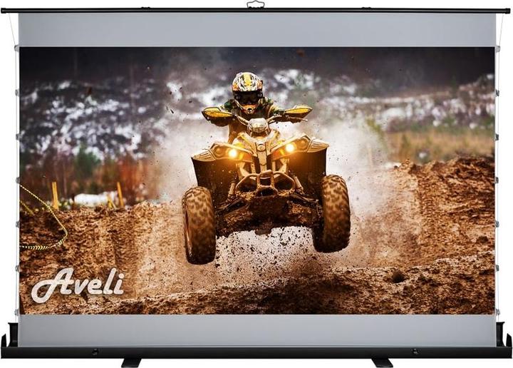Actual product image Aveli PREMIUM plátno, floor up manual, black, 221x124(16:9) 100" (100", 16:9)