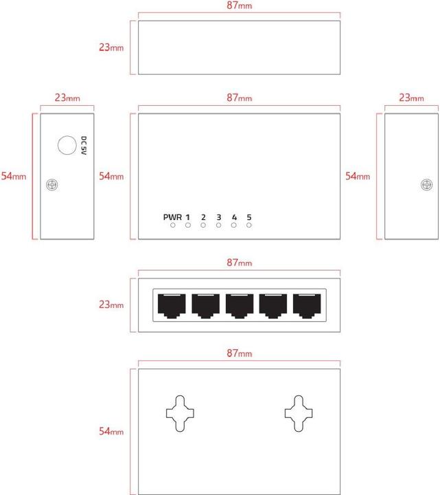 Productafbeelding Lanview Unmanaged 5 port Switch (5 ports)