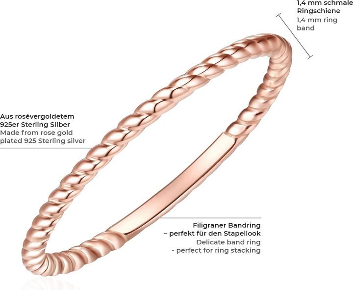 Actual product image Glanzstücke München Ladies Sterling Silver Rose Gold - 6062 (58, 925 Silver)