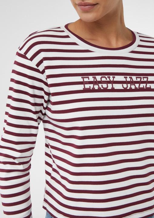 Produktbild Comma Sweatshirt Verkürztes Streifenshirt mit Frontprint (36)