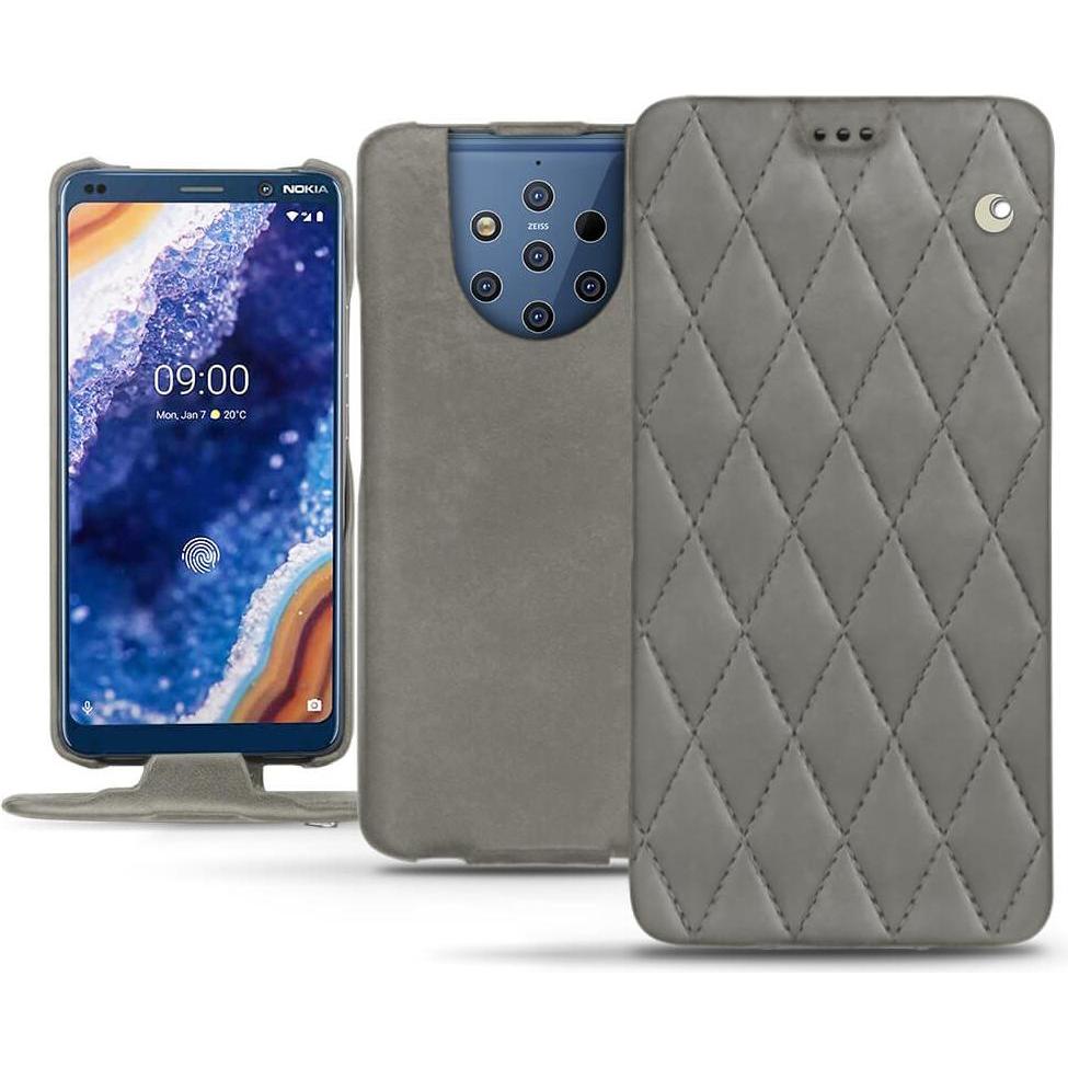 Noreve Lederschutzhülle vertikal (Nokia 9 PureView), Smartphone Hülle, Grau