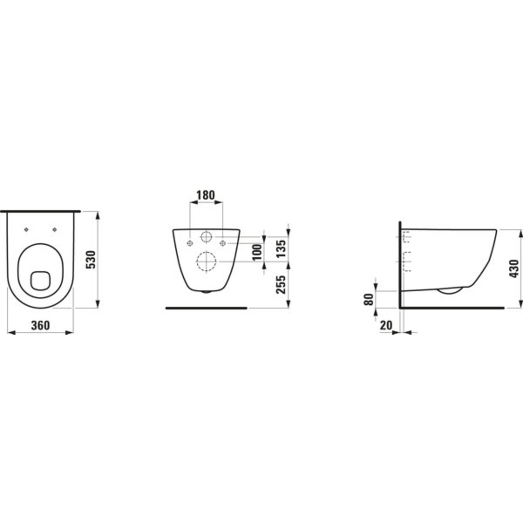 Thumbnail - Laufen, Toilette + Bidet, Flachspl-WC Pro wandhngend wei mit geschlossenen Splrand 8209590000001