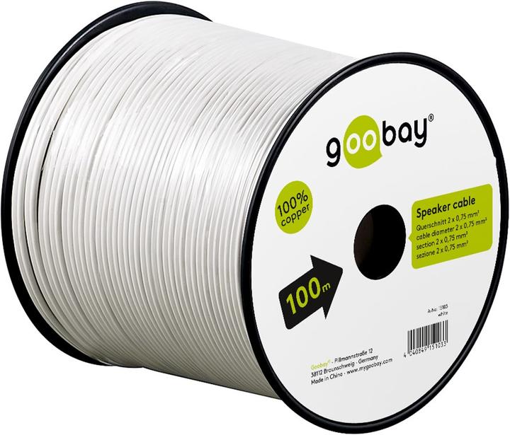 Productafbeelding Goobay Luidsprekerkabel wit CU (100 m, 0.75 mm²)