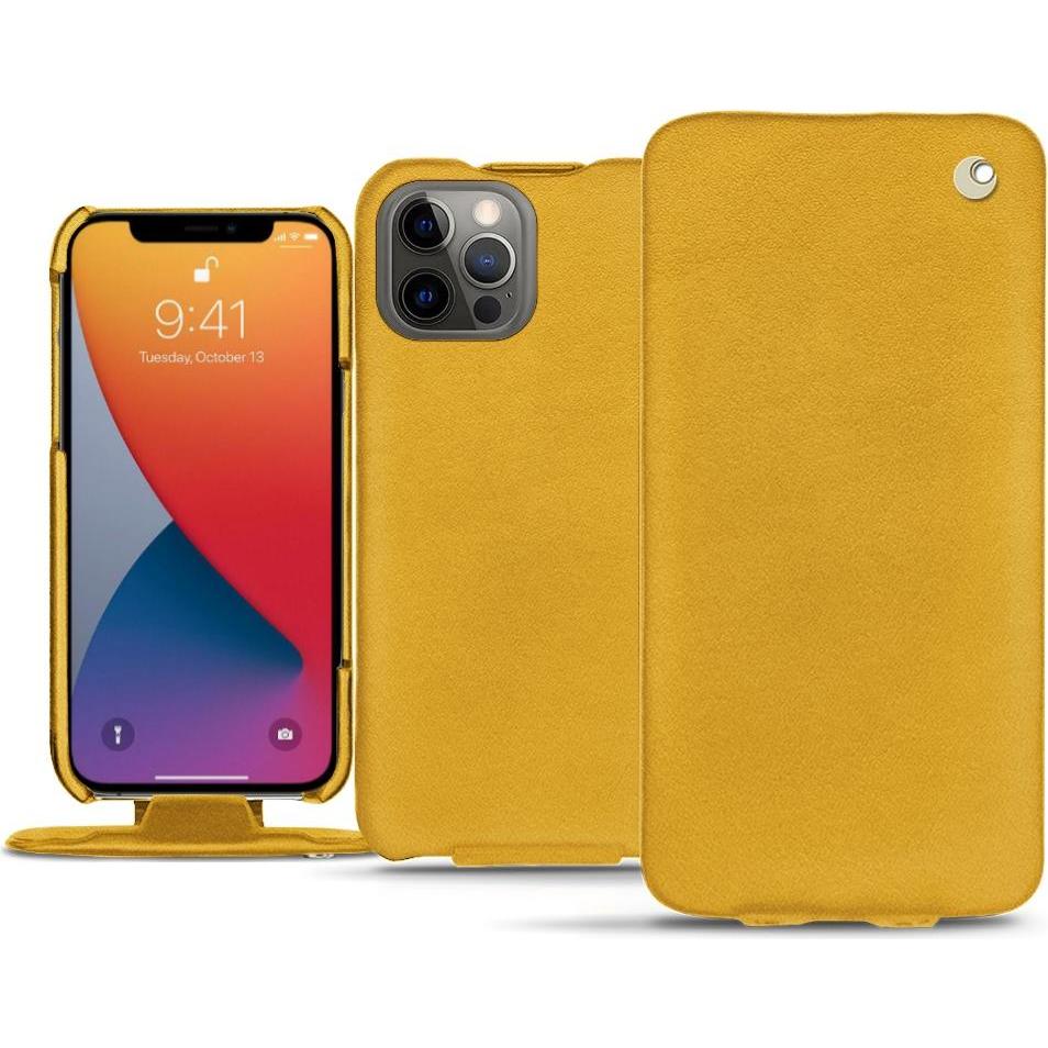 Noreve Lederschutzhülle vertikal (Apple iPhone 13 Pro), Smartphone Hülle, Orange