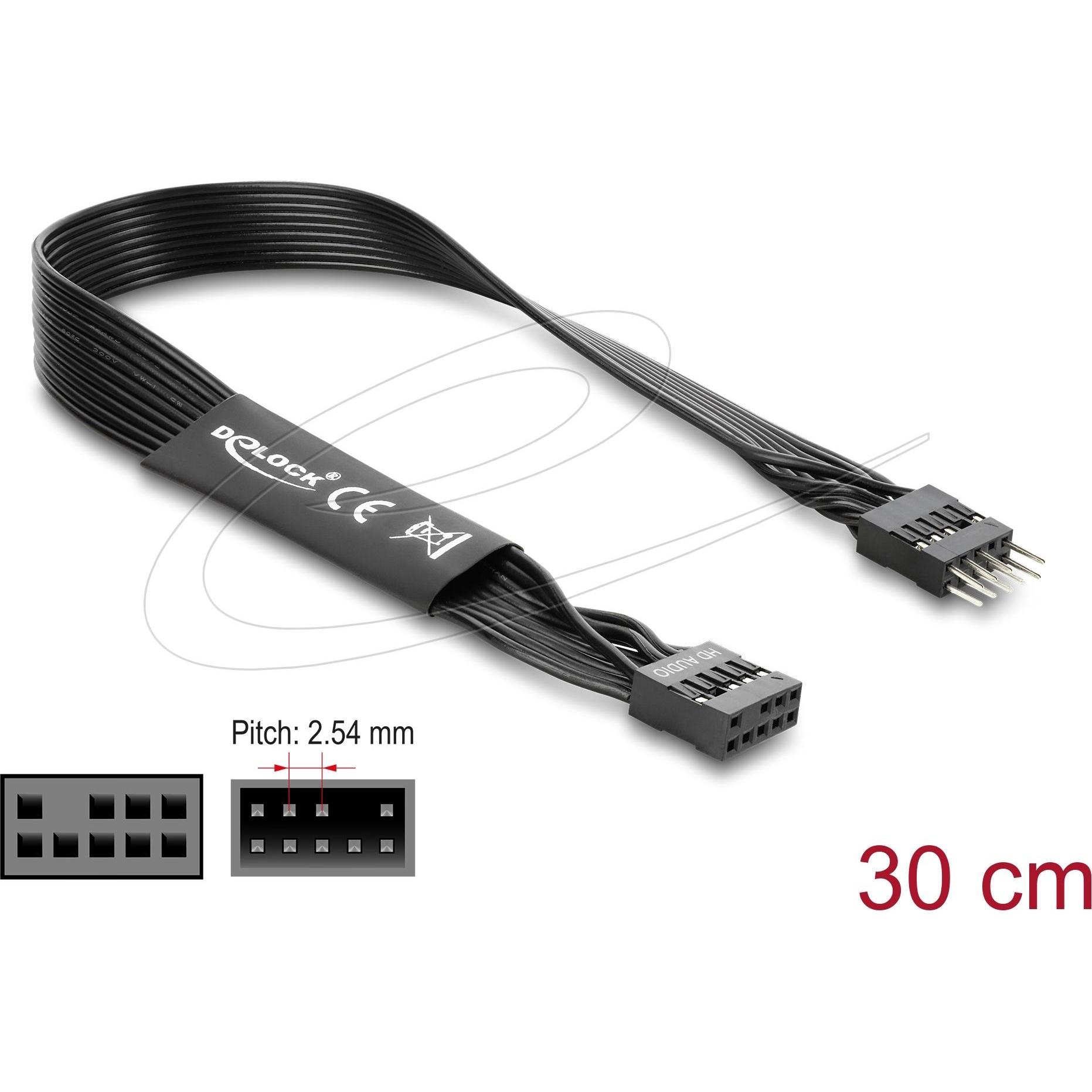 Delock HD Audio Flachbandkabel Mainboard Verlängerungskabel (0.30 m), Cavo audio