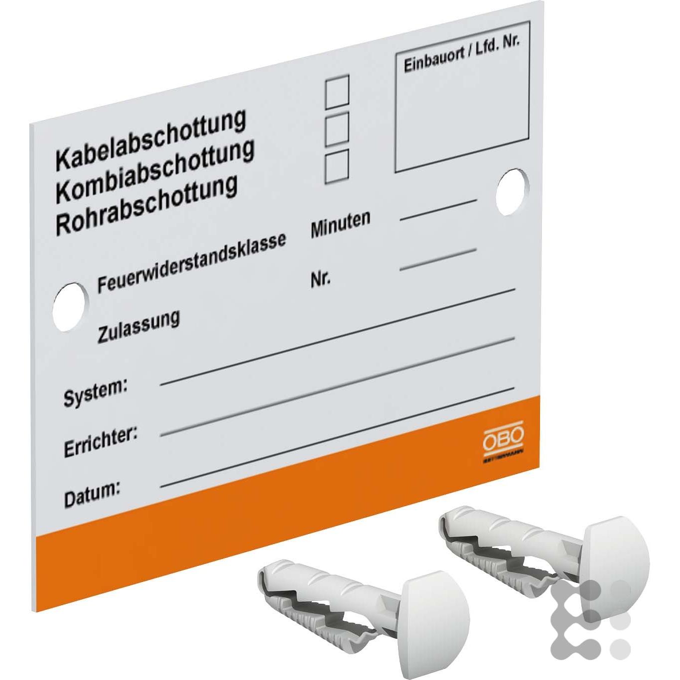 OBO Bettermann, Sicherheitskennzeichnung, OBO Kennzeichnungsschild f. AbschottungsSysteme