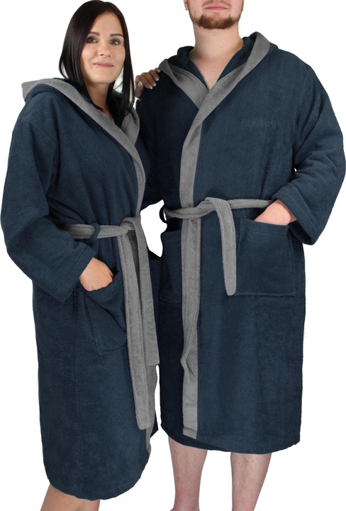 Actual product image Normani Ladies Cotton Bathrobe with Terrycloth, two-tone - OEKO-TEX® 100 - 8783 (4XL)