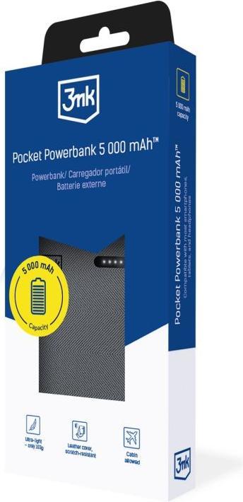 Actual product image 3MK Powerbank Pocket Powerbank 5000mAh 12W USB-C szary/gray (5000 mAh, 12 W)