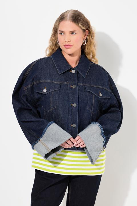 Immagine prodotto Ulla Popken Giacca di jeans in denim elasticizzato, maniche con risvolto e collo da camicia (58)