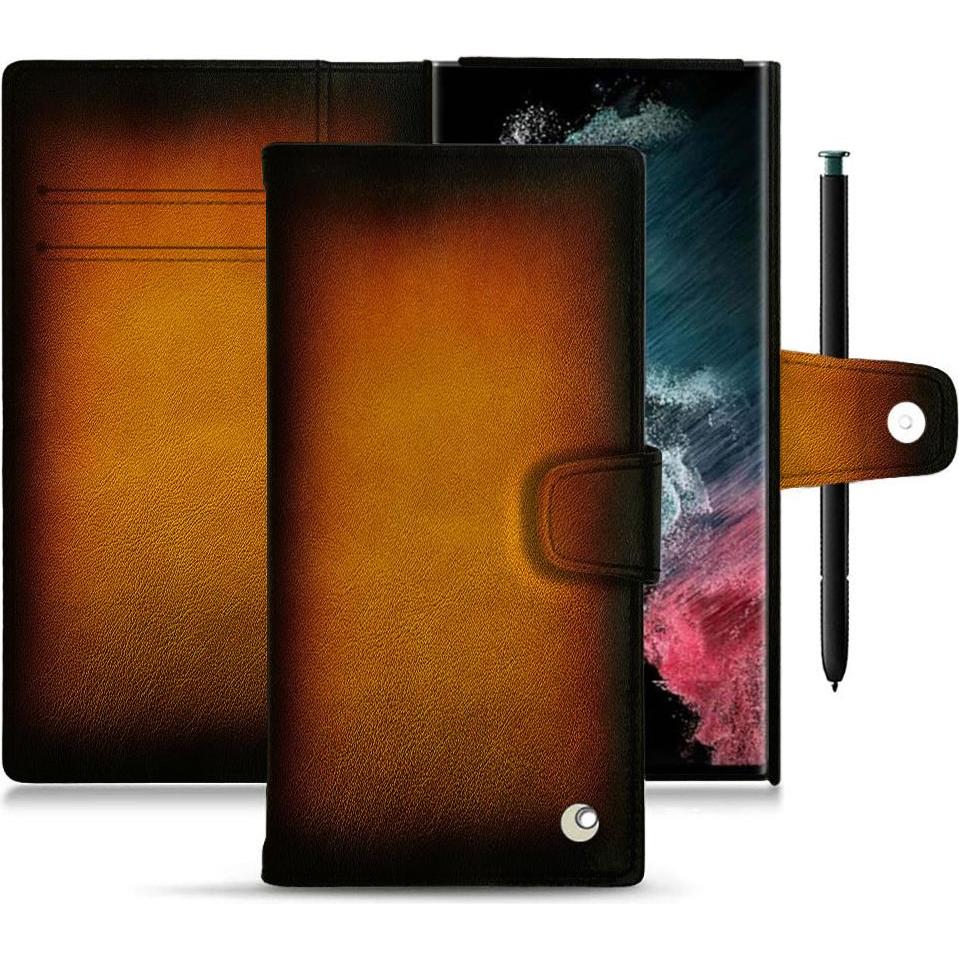 Noreve Lederschutzhülle Wallet (Samsung Galaxy S22 Ultra), Smartphone Hülle, Violett