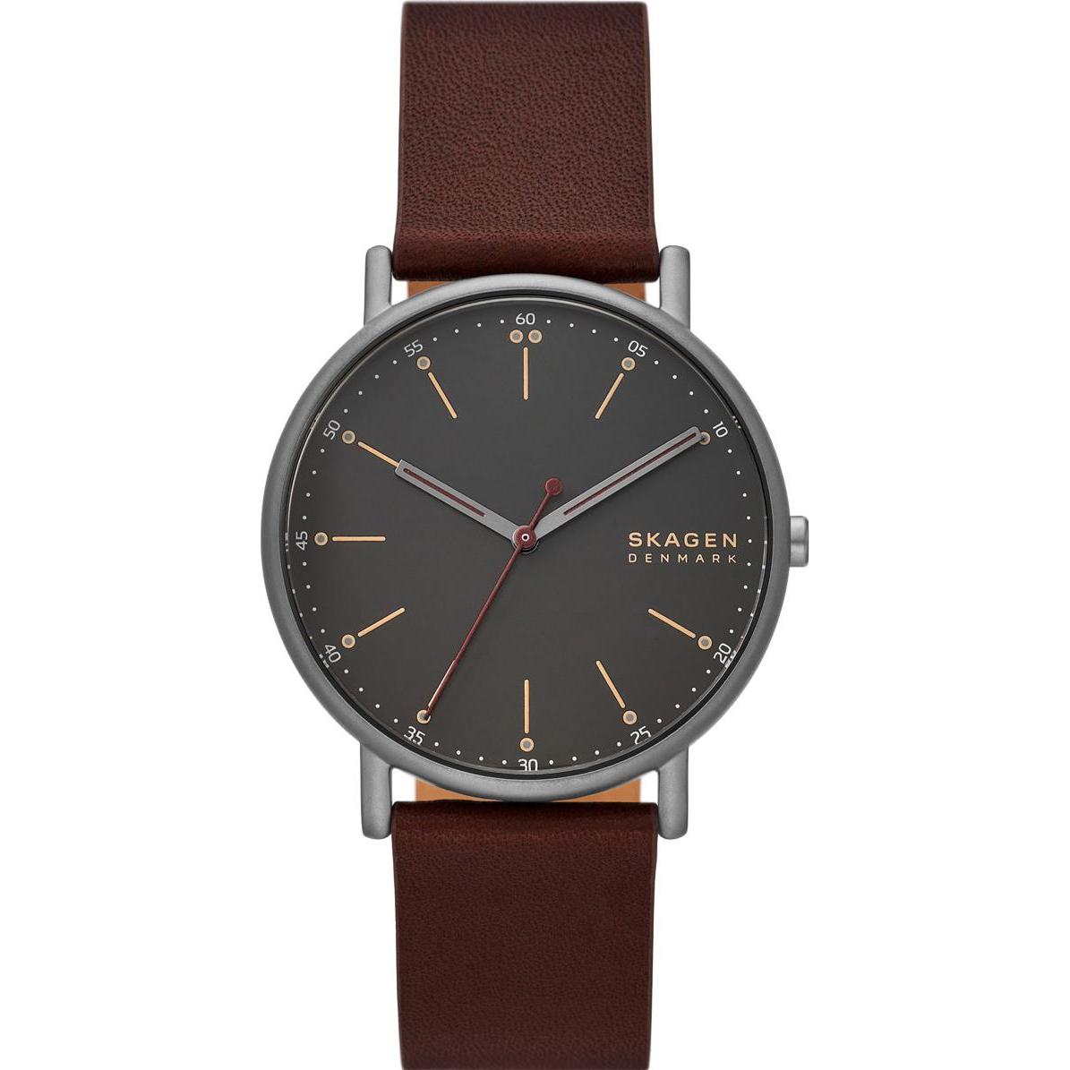 Skagen, Armbanduhr, Signatur, Grau, (Analoguhr, 40 mm)