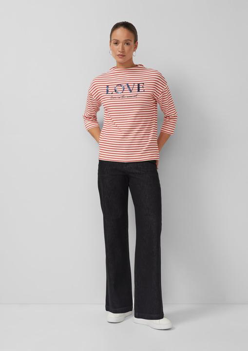 Produktbild s.Oliver Sweatshirt Gestreiftes Sweatshirt mit 3/4-Ärmeln und Stehkragen (36)