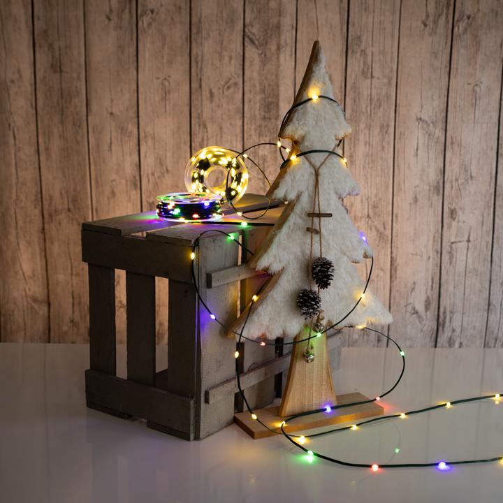 Produktbild Idena Micro-Lichterkette 200 LED warmweiss Gesamtlänge 22,9m auf Rolle 8h Timer 8 Lichtmodi (22.90 m)