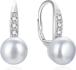 Produktbild Agato - Silver dangle earrings with pearls and zircons AGT-E093LW-P