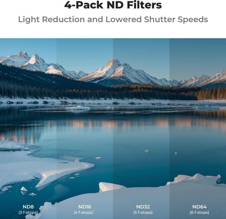 Produktbild K&F Concept 4pcs Filter Kits, ND8+ND16+ND32+ND64, HD, Anti-Reflection Green Coating, Waterproof and Scratch Resi (Drohnen Filter, DJI Air 3s)