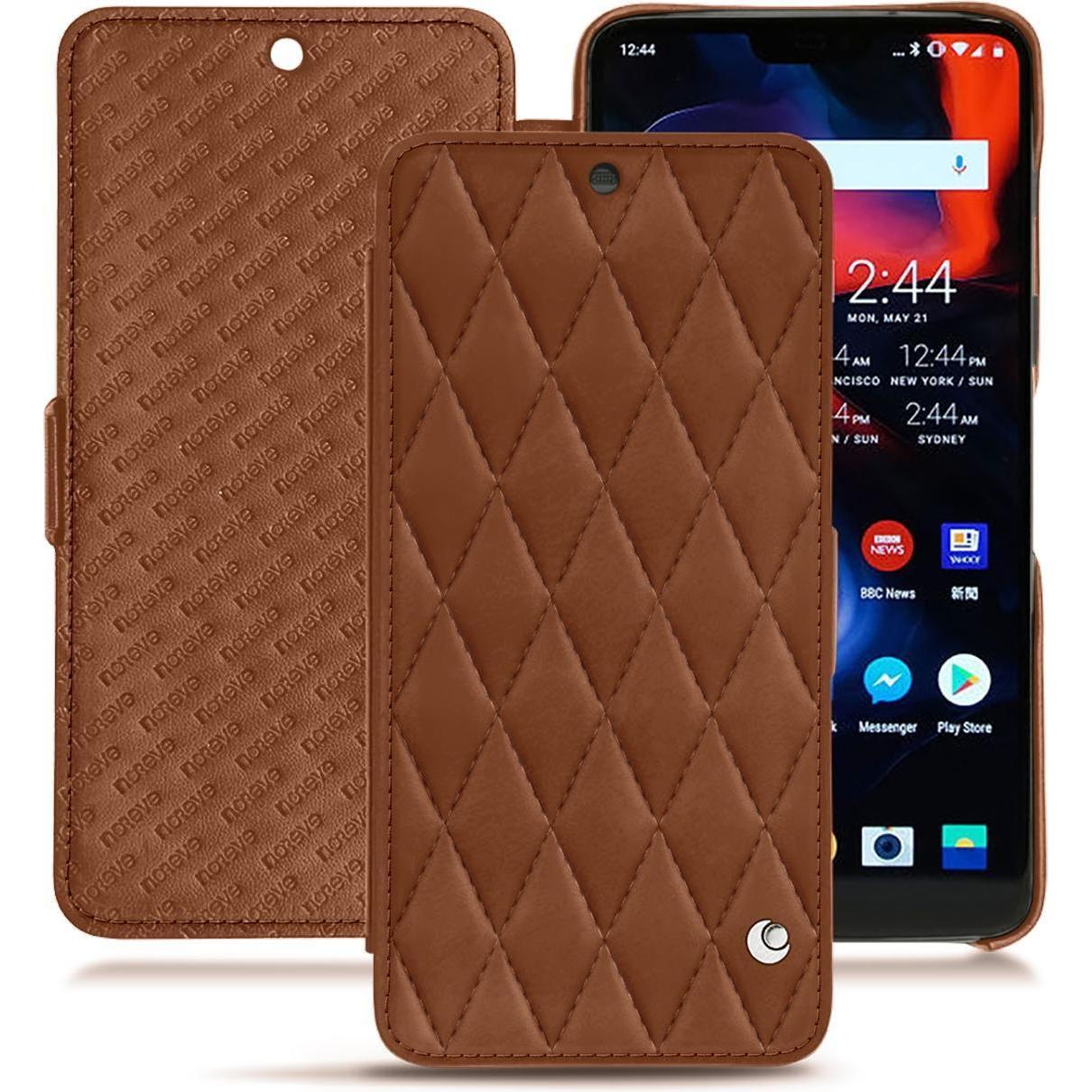 Noreve Lederschutzhülle horizontal (OnePlus 6), Smartphone Hülle, Braun