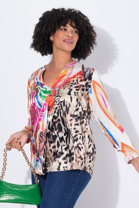 Produktbild Angel of Style Satin-Tunika, A-Linie, Alloverdruck, Langarm (50)