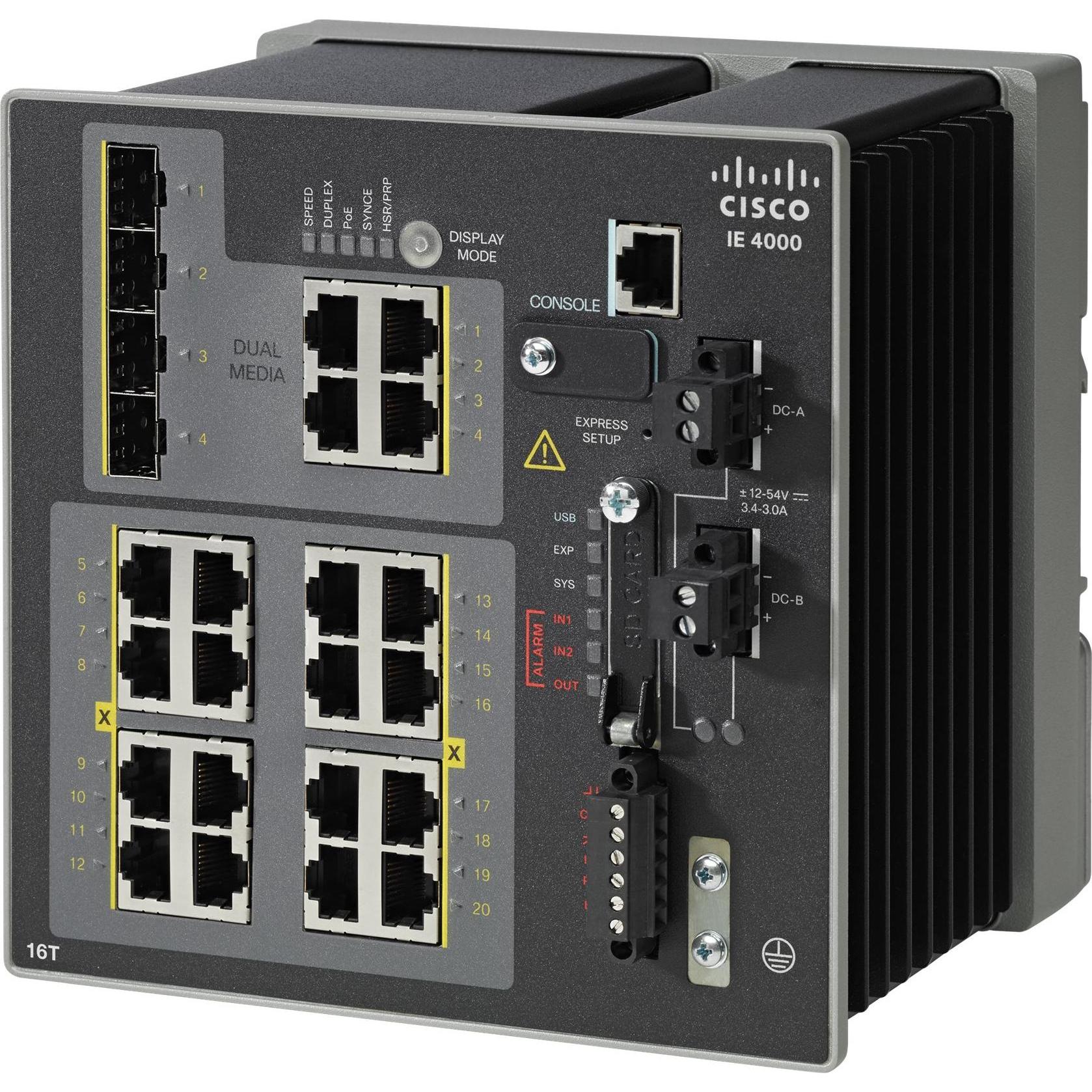 Cisco IE 4000 16 X RJ45 10/100M (16 Ports), Netzwerk Switch, Schwarz