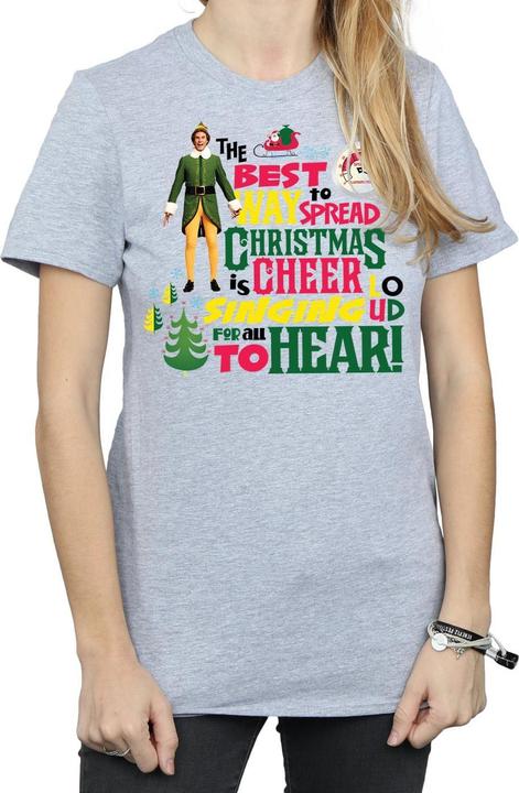 Actual product image Elf Womens/Ladies Christmas Cheer Cotton Boyfriend T-Shirt (XL)