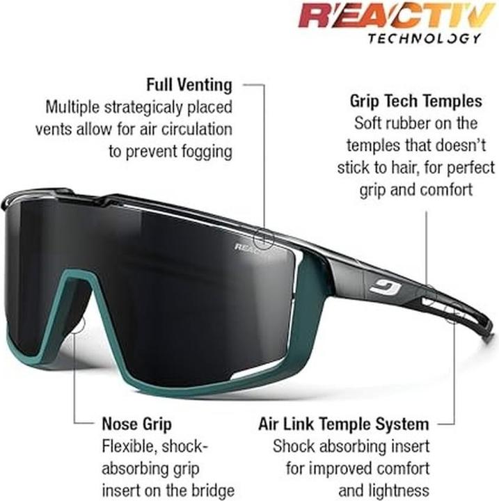 Image du produit Julbo Fury Schwarz Durchscheinend Glänzend Grün Matt REACTIV 03 (Green, Noir, noir par. gl., tapis vert, Noir)