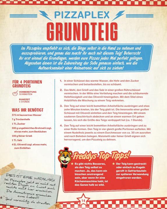 Nährwerte und Zutaten Panini Das offizielle Five Nights at Freddy's Kochbuch (Deutsch, Rob Morris, Scott Cawthon, 2024)