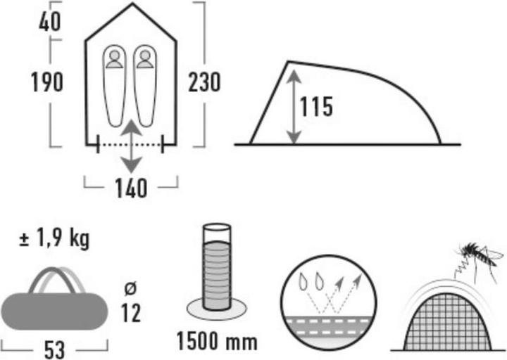 Produktbild High Peak Zelt Minitramp 2 (Kuppelzelt, 1.90 kg, 2 Personen)