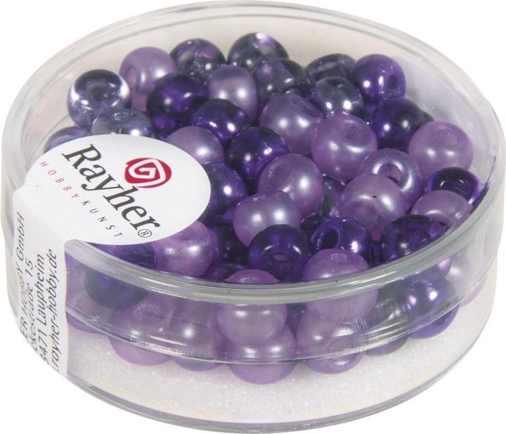 Rayher Mélange de rocailles avec gros trous 5.5mm violet