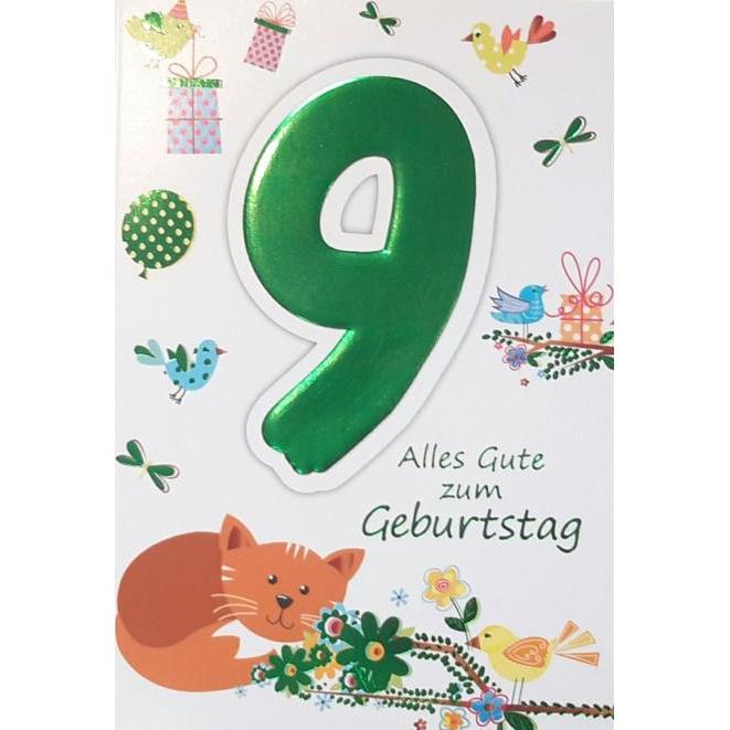 Michel-Verlag, Grusskarte + Briefpapier, Zahlengeburtstagskarte 9. Geburtstag (1 Stk.)