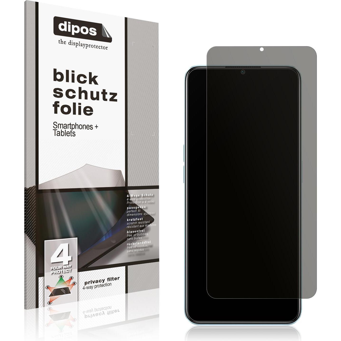 Dipos Blickschutzfolie 4-Way Privacy (1 Stück, Oppo A78), Smartphone Schutzfolie, Transparent