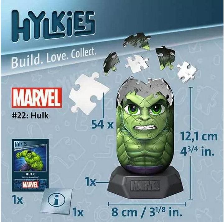 Image du produit Ravensburger Hylkies : La nouvelle gamme de figurines à assembler soi-même. Figurine #22 - Hulk - Pour (54 pièces)