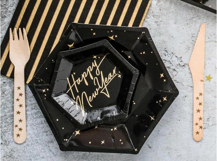 Produktbild Partydeco 6 Schwarze Kartonteller Let's Celebrate 20cm (6x)