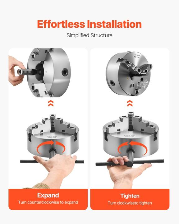 Actual product image Vevor 3-Jaw Self-Centering Lathe Chuck