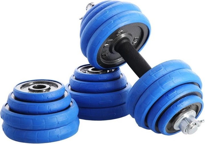 Image du produit HMS Un ensemble d'haltères à poids variable et un haltère long de 30 kg
