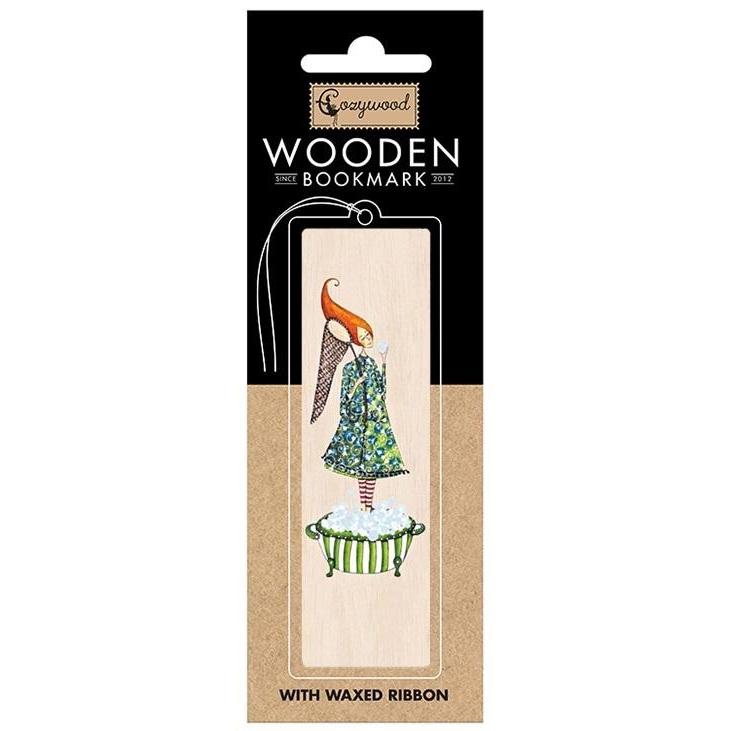 Cozywood, Accessori per scrivania, Lesezeichen aus Holz Frau in der Badewanne