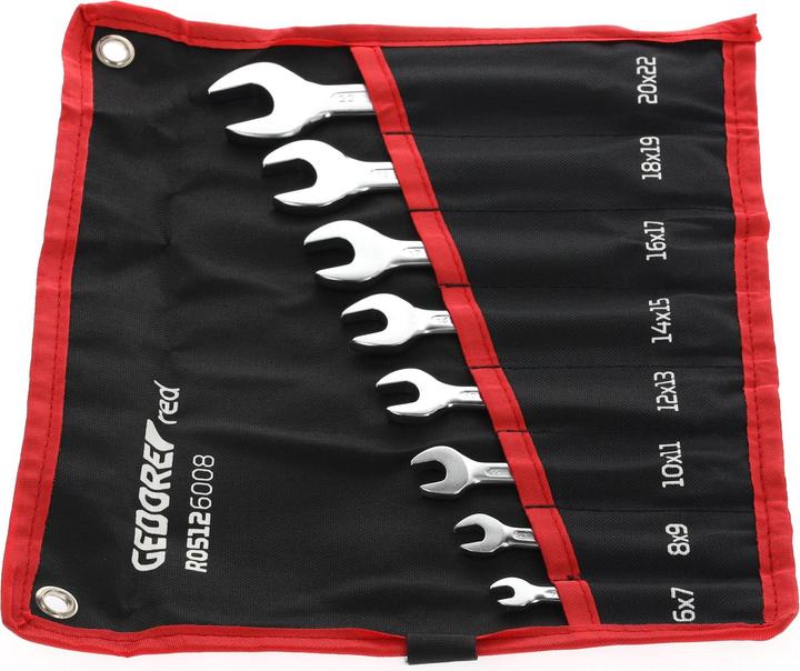 Actual product image Gedore Red red R05126008 Double open-end spanner set short SW6-22 mm 8 pieces (8 mm, 7 mm, 6 mm, 9 mm)
