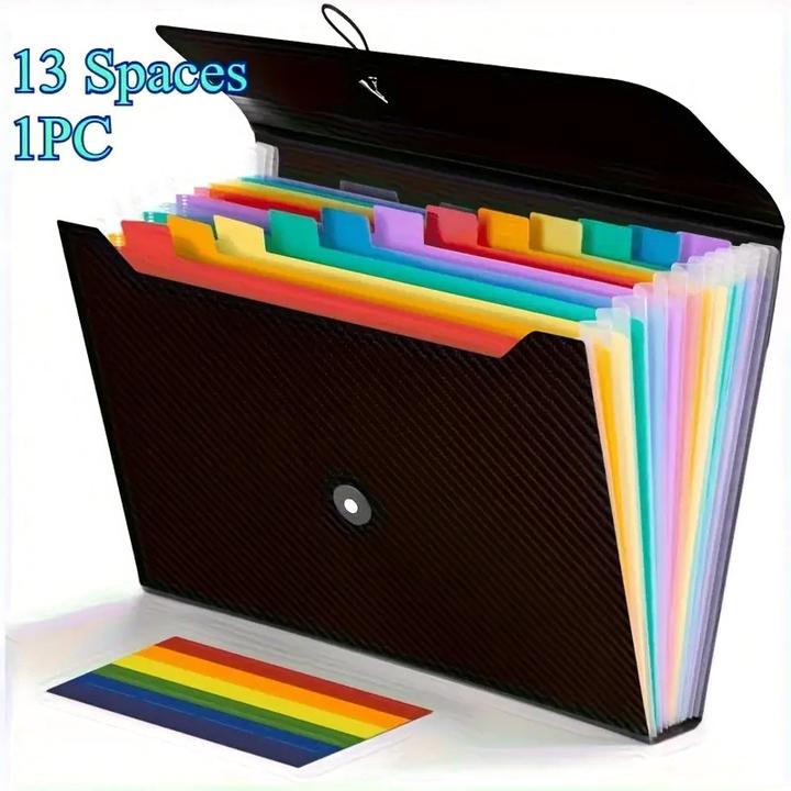 Image du produit ASMI Aktenmappe A4 – Fächermappe mit 13 Fächern Carbon Schwarz (A4)