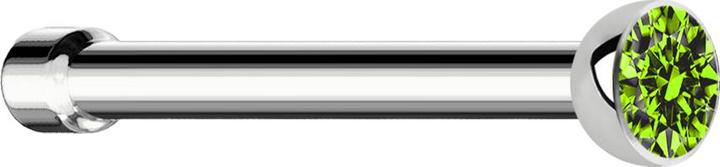 Actual product image Star Piercing Nose stud straight silver with crystal light green (without brass, Surgical steel 316L)