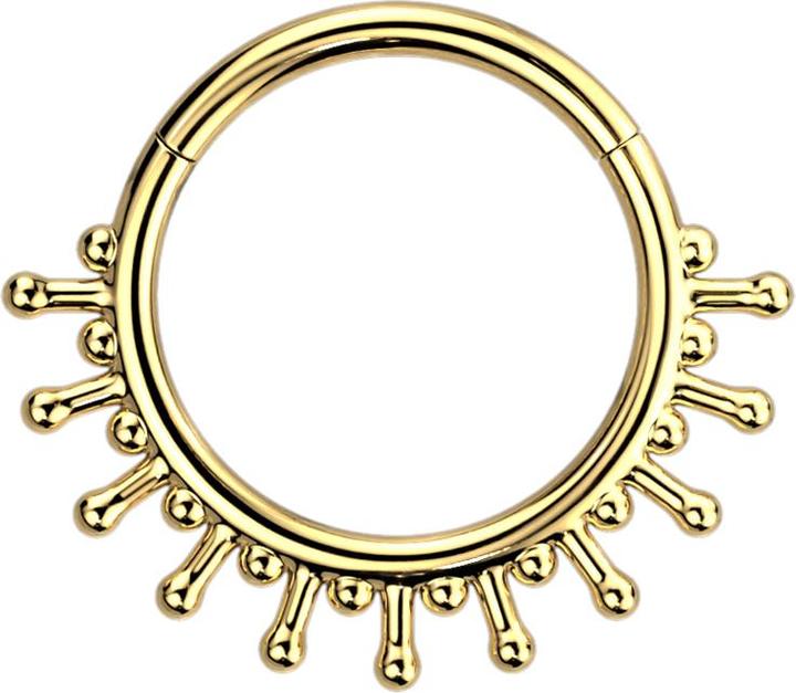 Image du produit Star Piercing Micro anneau segment pliable doré onze boule sur tige (sans laiton, Acier chirurgical 316L)