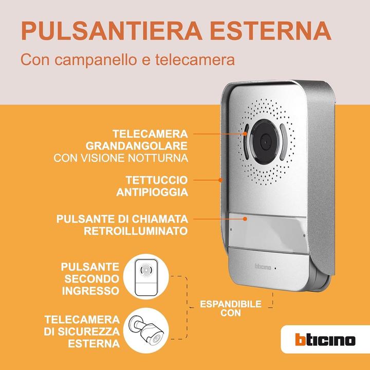 Image du produit Bticino Interphone vidéo plug-in pour maison individuelle, extensible pour deux familles (Filaire)