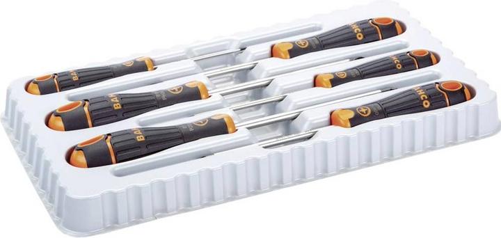 Produktbild Bahco BahcoFIT Schraubendreher-Satz für Schlitz- Phillips- und Pozidriv-Schrauben mit Gummigriff - 6-teil (Phillipps-Kreuzschlitz (PH), Pozidriv-Kreuzschlitz (PZ))