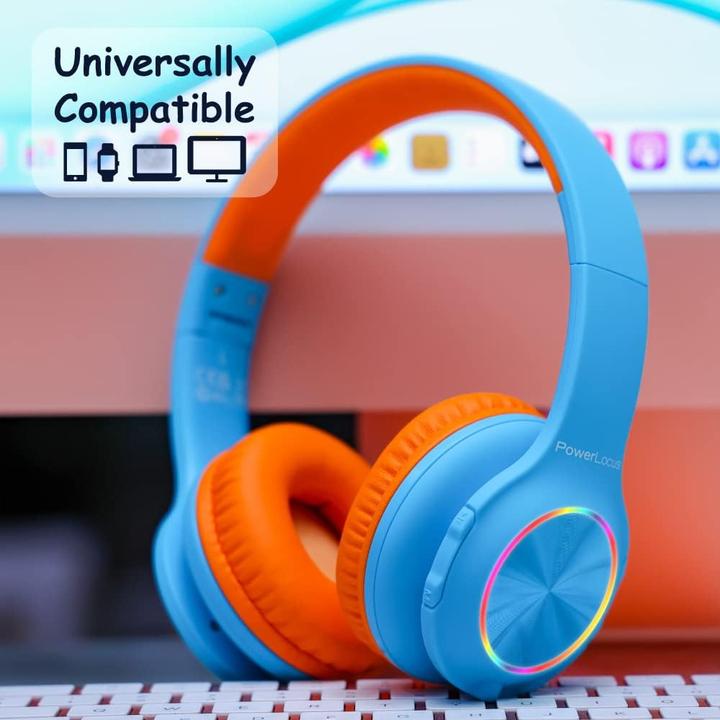Produktbild PowerLocus PLED Bluetooth-Kinderkopfhörer blau/orange