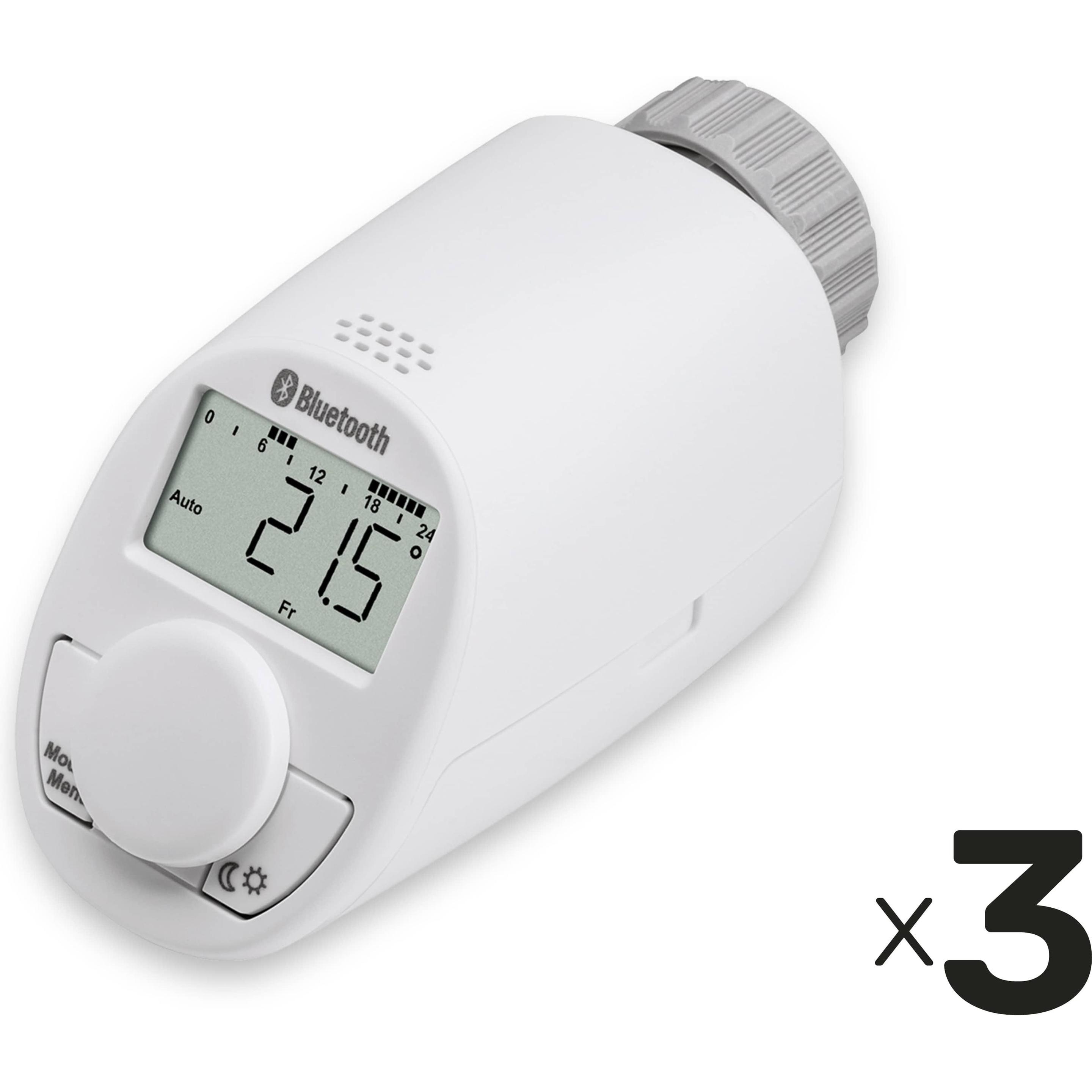 Eqiva Heizkörper-Thermostatkopf mit Bluetooth, 3 Stück, Thermostat
