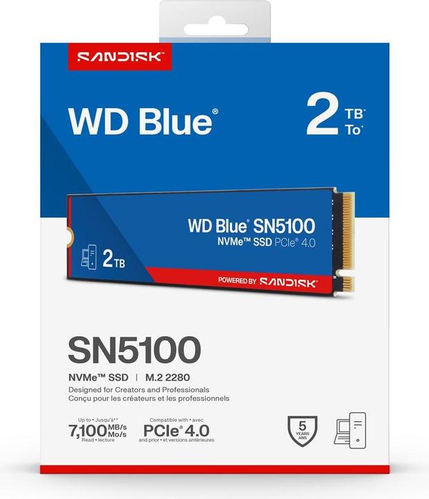Produktbild WD Blue SN5100 powered by SANDISK (2000 GB, M.2, M.2 2280)