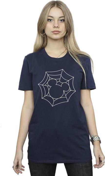 Actual product image Disney Womens/Ladies Mickey Mouse Spider Web Cotton Boyfriend T-Shirt (L)