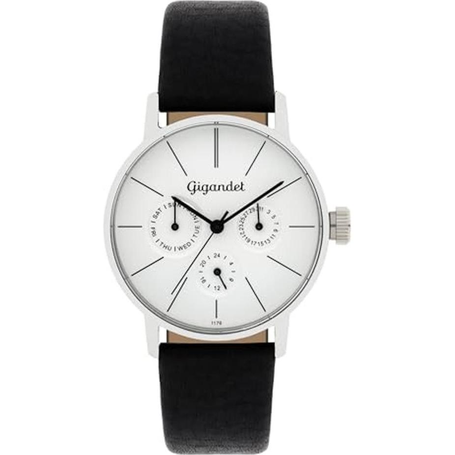 Gigandet, Orologio da polso, 13VNAG38NE001 Womens Analogue Quartz Watch with Leather Strap Silver siliver band ring, Argento, (Orologio da polso analo