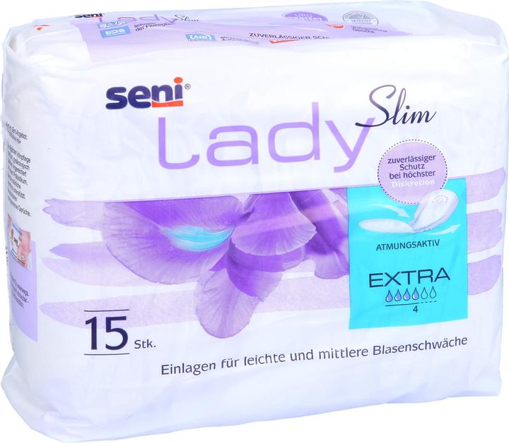 Actual product image Seni Lady Slim Extra Einlage atmungsaktive anatomische 14x29.5cm 4 Tropfen (15 x)