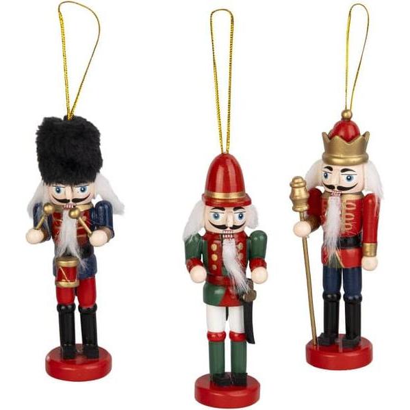MICA Living, Christbaumschmuck, Dekohänger Nussknacker - ca. 4 x 13 cm - 3 Stück (3 -teilig)