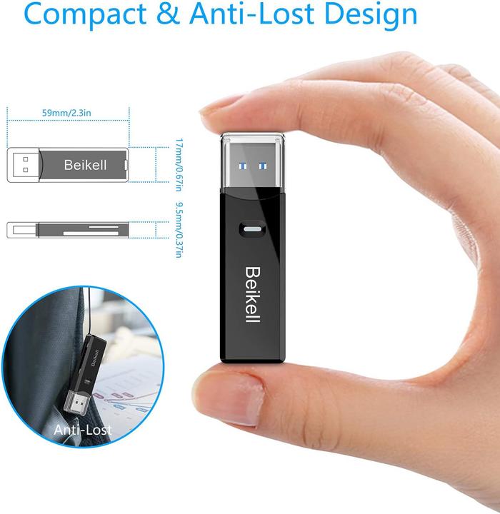 Immagine prodotto Beikell Lettore di schede 2-in-1 MiniPro (USB 3.0)